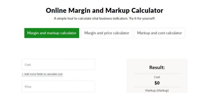 logaster profit margin and markup calculator