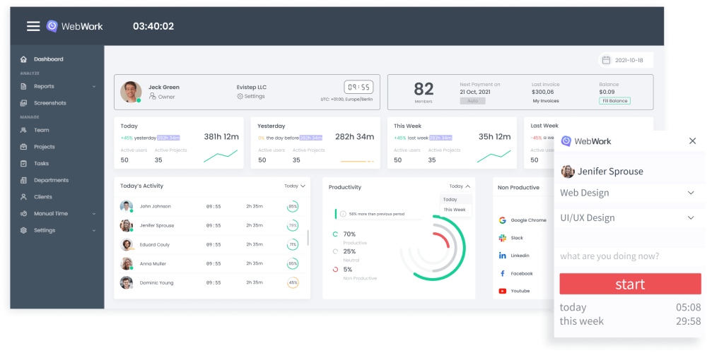 Webwork tracker app