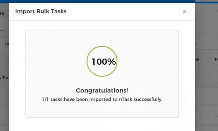 Import task complete