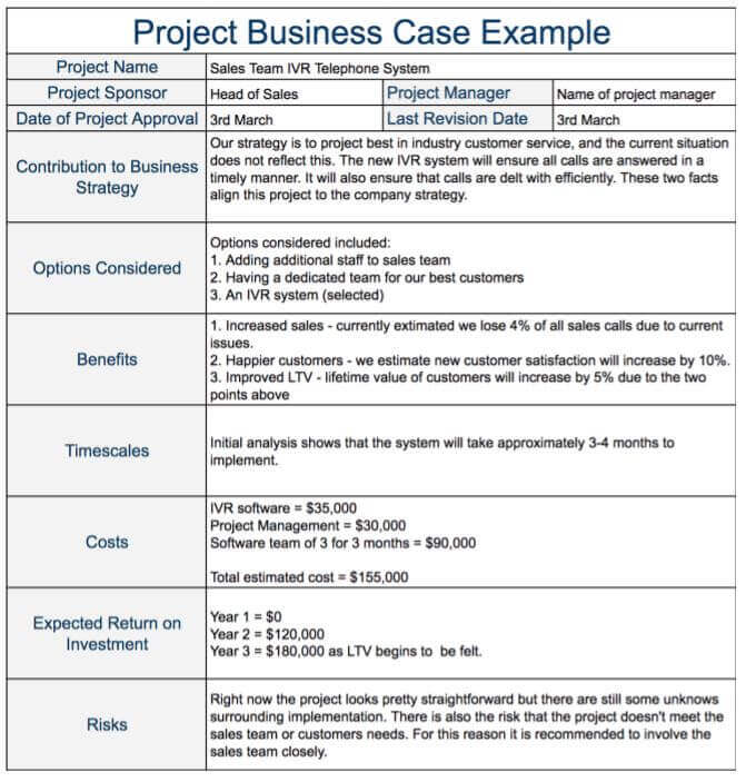 project business case example