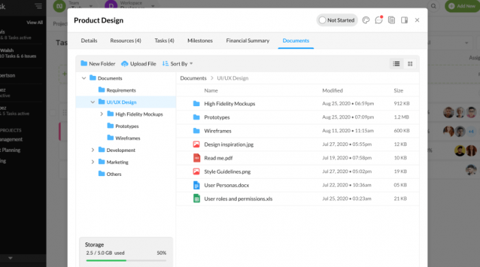 File attachment, project document management