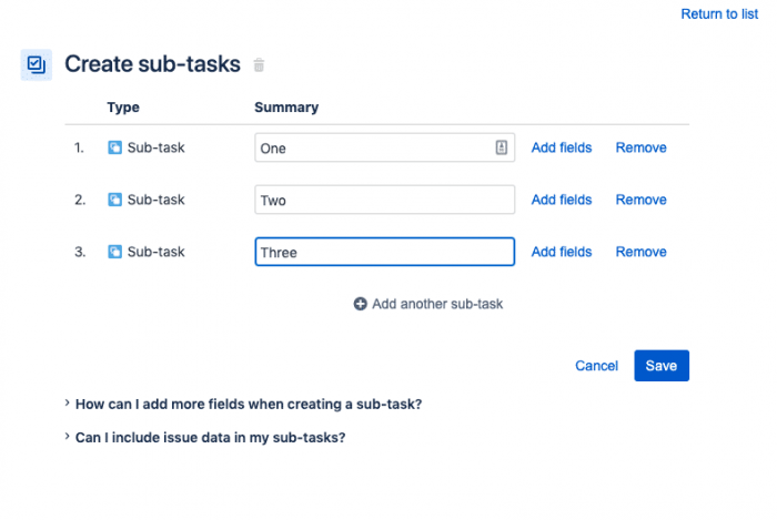 create subtask in jira