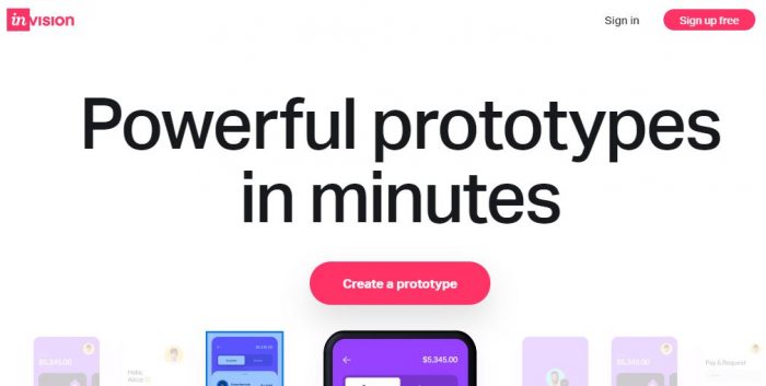 Invision app prototype