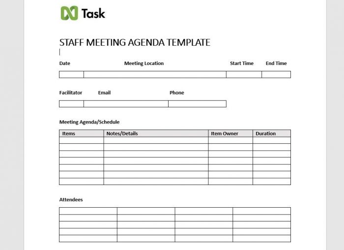Staff Meeting Agenda Template