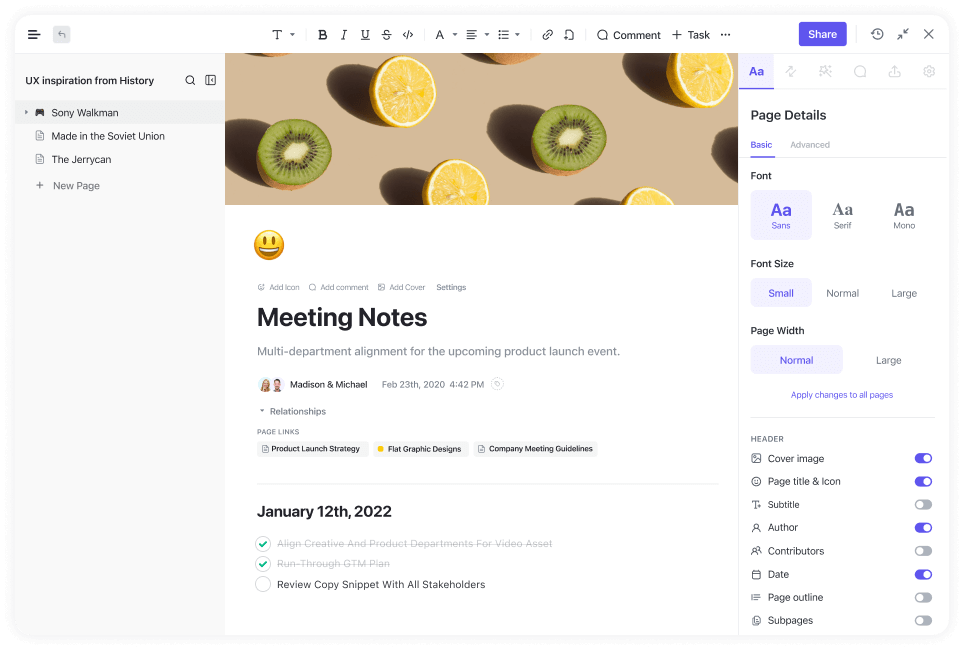 Clickup notes