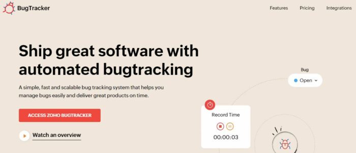 Zoho bug tracker