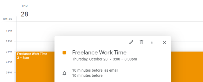 freelance work time google calendar