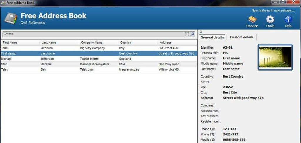 Free address book