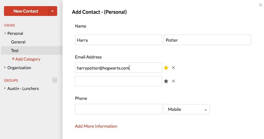 Zoho Address book