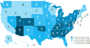 US Work Life Balance Map