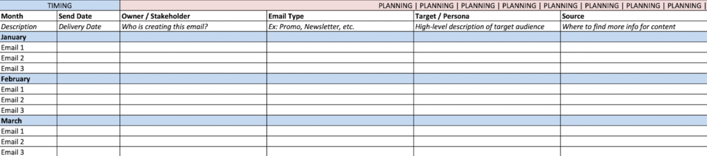 email marketing calendar template