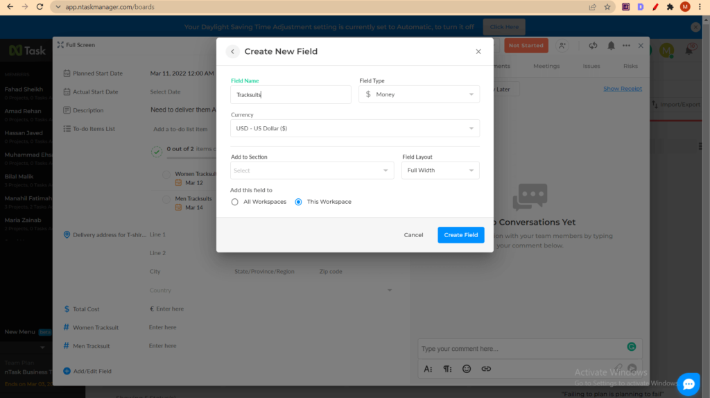 add budget for task