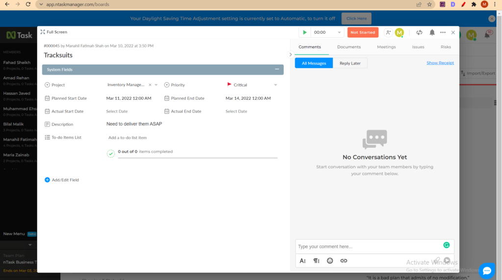 add task details on board