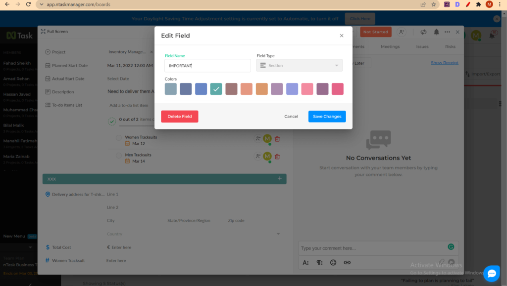 optimize process with custom color fields