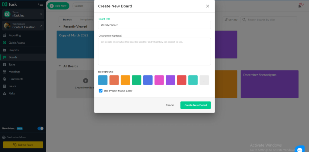wpp 1 create project board