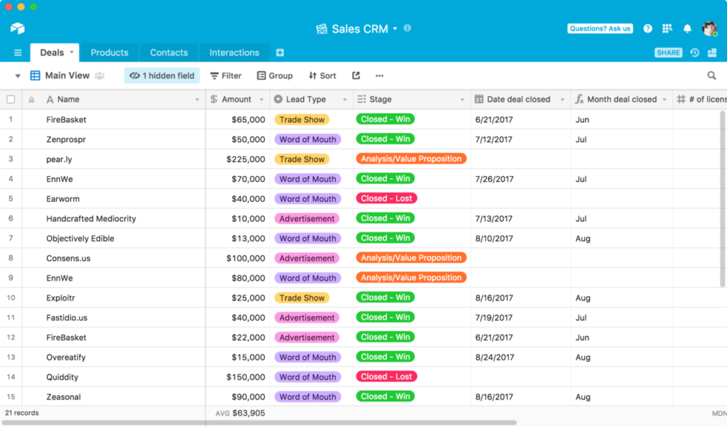 coda vs. airtable layout